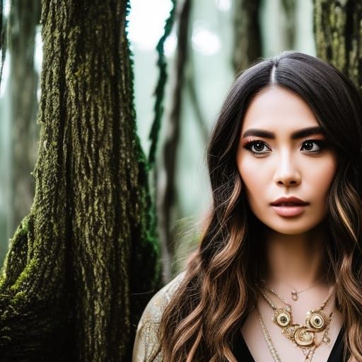 Mysterious Girl Hidden in Forest: Hyperrealistic Graffiti Ar...