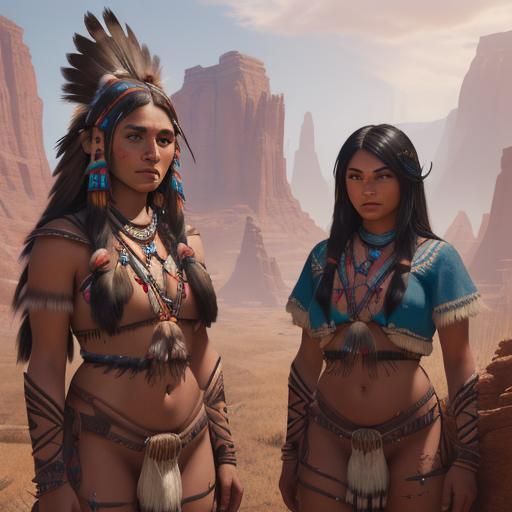 Detailed Matte Painting of Native American Woman