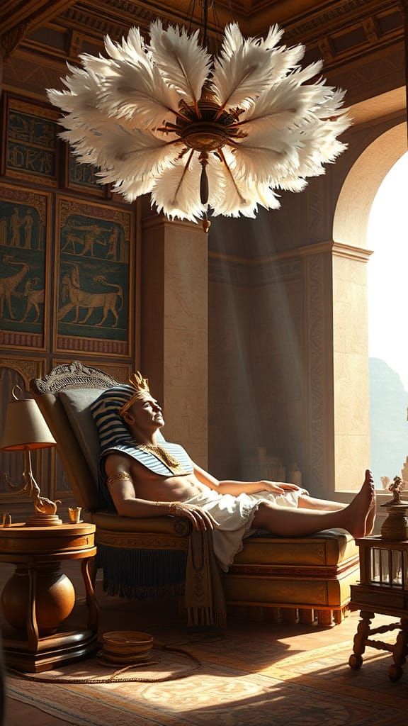 Ancient Egyptian Pharaoh in Luxurious Throne Room