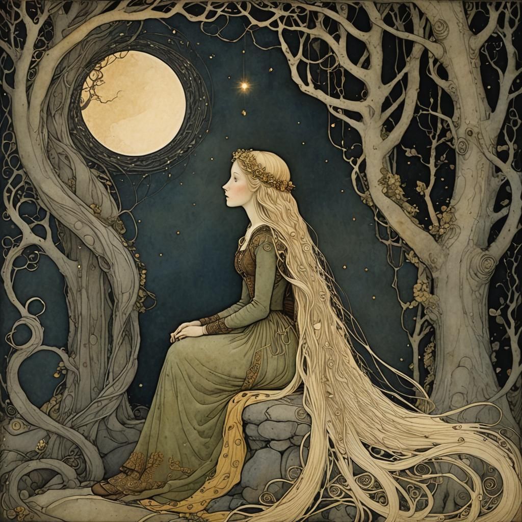 Rapunzel in the Style of Golden Age Illustration
