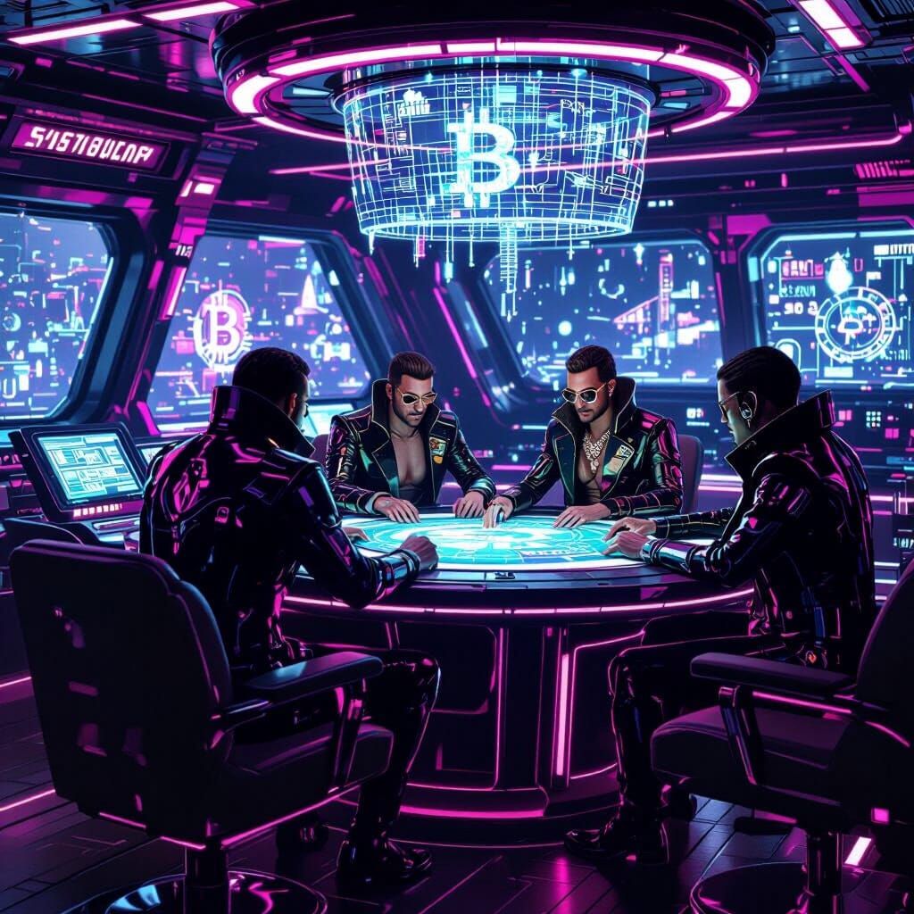 Cyberpunk Quadrillionaires Gamble on Space Pleasure Yacht