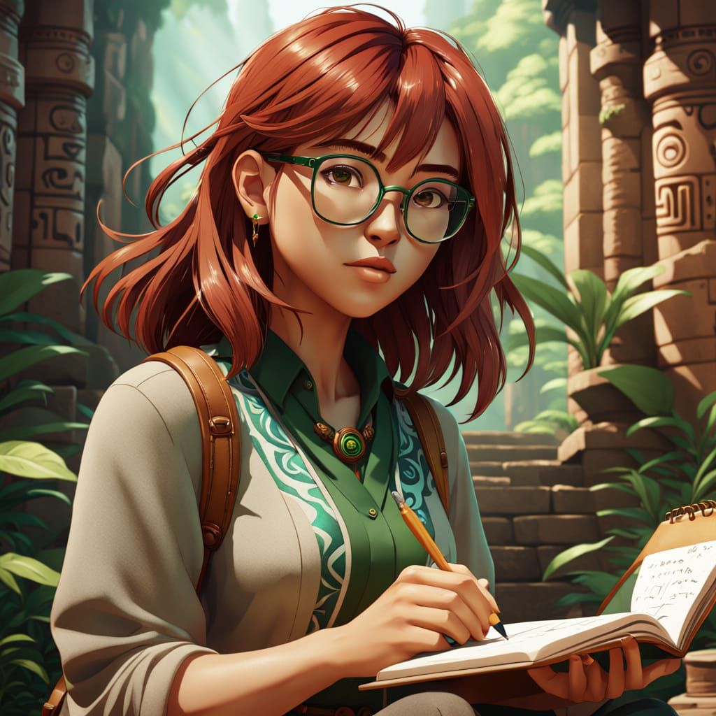 Makoto Shinkai-Inspired Anime Key Visual with Aztec Symbols