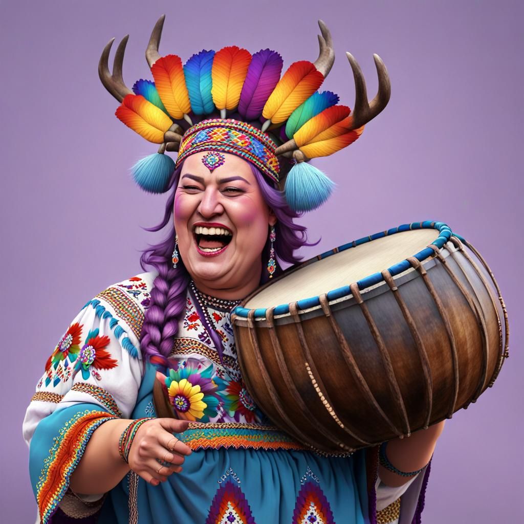 Hungarian Shaman Woman Portrait with Antlers