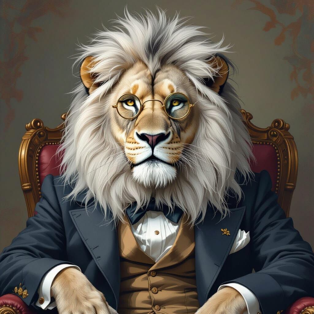 Victorian Lion Portrait in James Jean Style