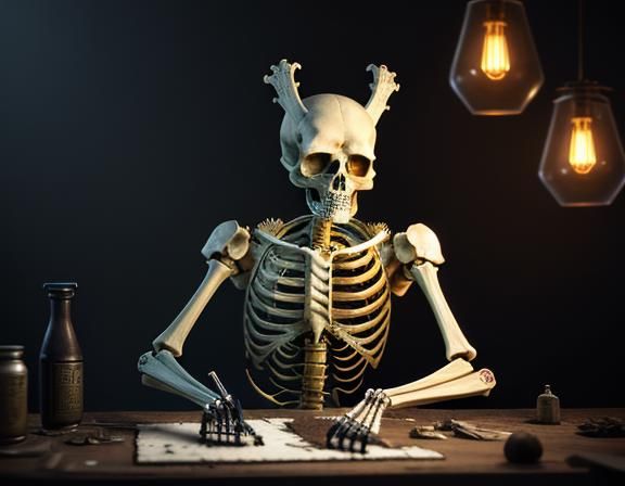 Furry Skeleton Bone Repair: Dark Fantasy Concept Art