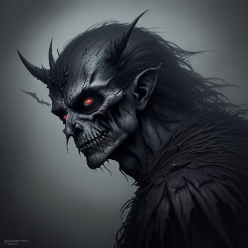 Dark Fantasy Creature with Burning Eyes, Matte Painting