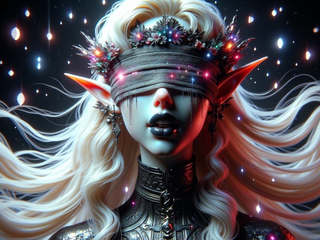 Glitchy Bride in Starlight Blindfold