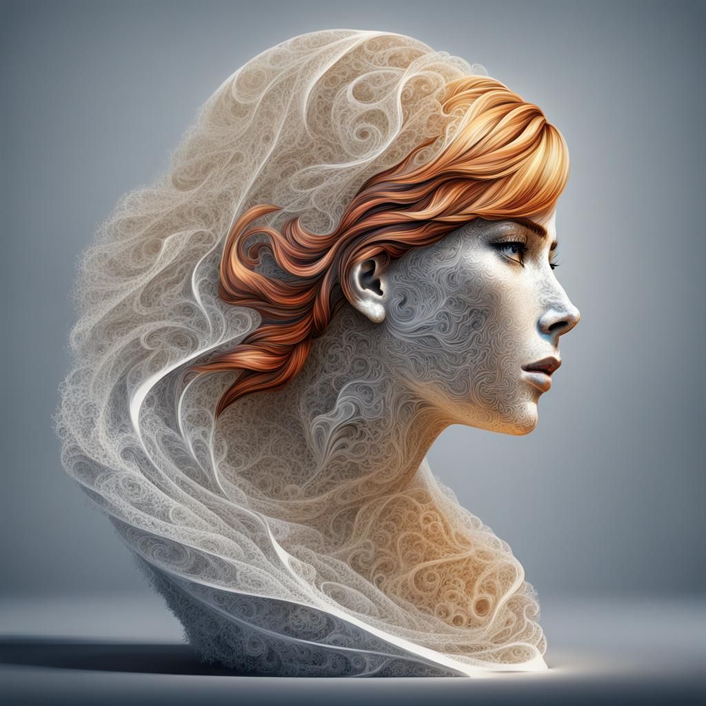 Surreal Bust in Desert with Diamond Dust
