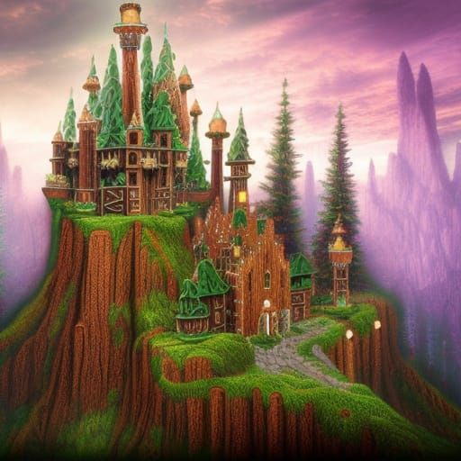 Gingerbread Fantasy Castle in Morning Light