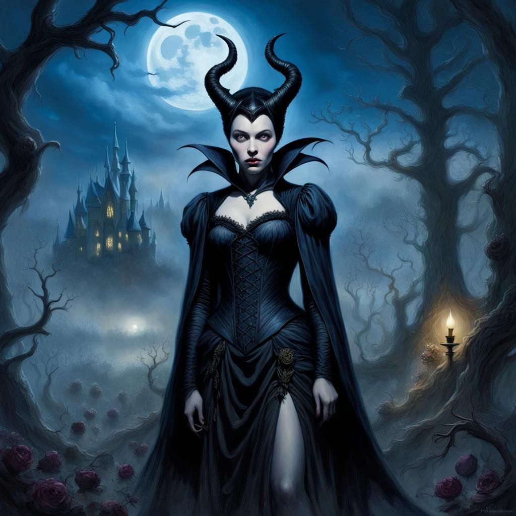 Ethereal Dark Fairy Tale with Maleficent and Black Roses