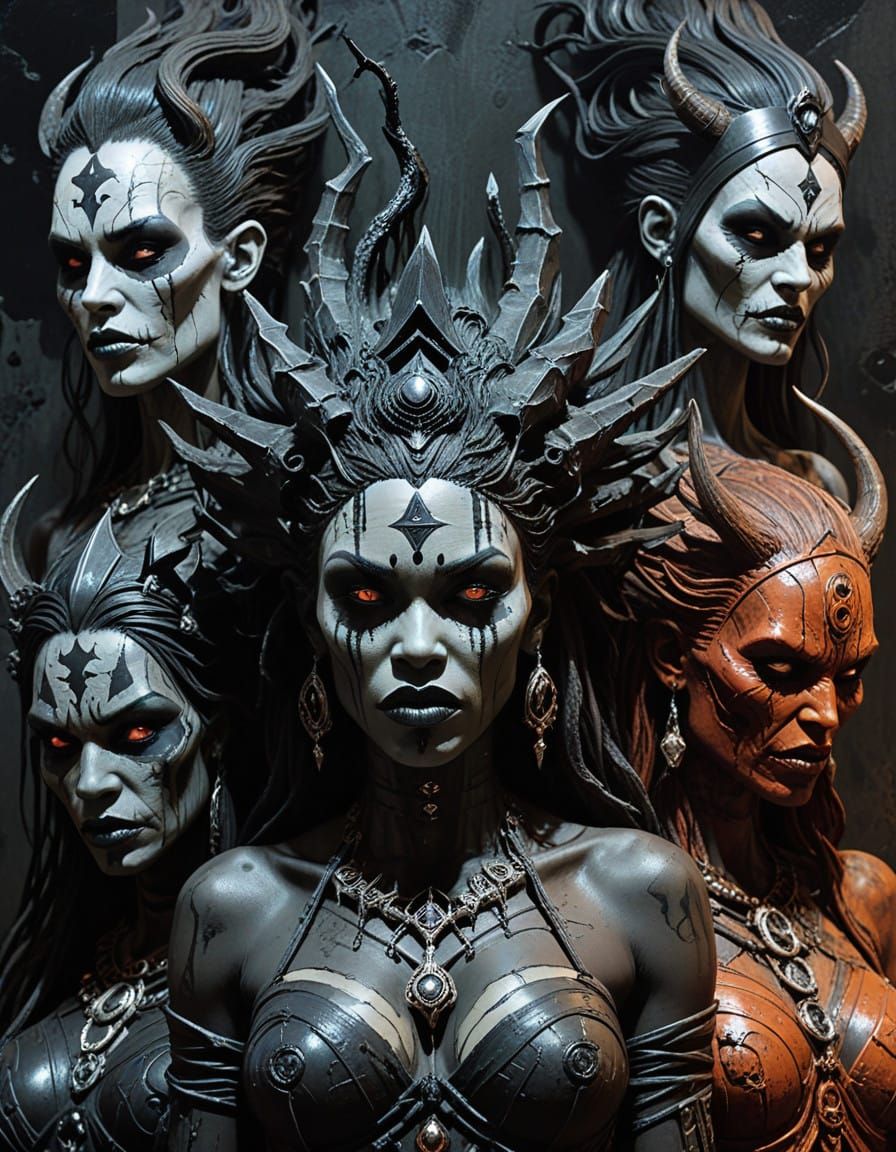 Ghoulish Voodoo Goddess in Ominous, Torn Robes