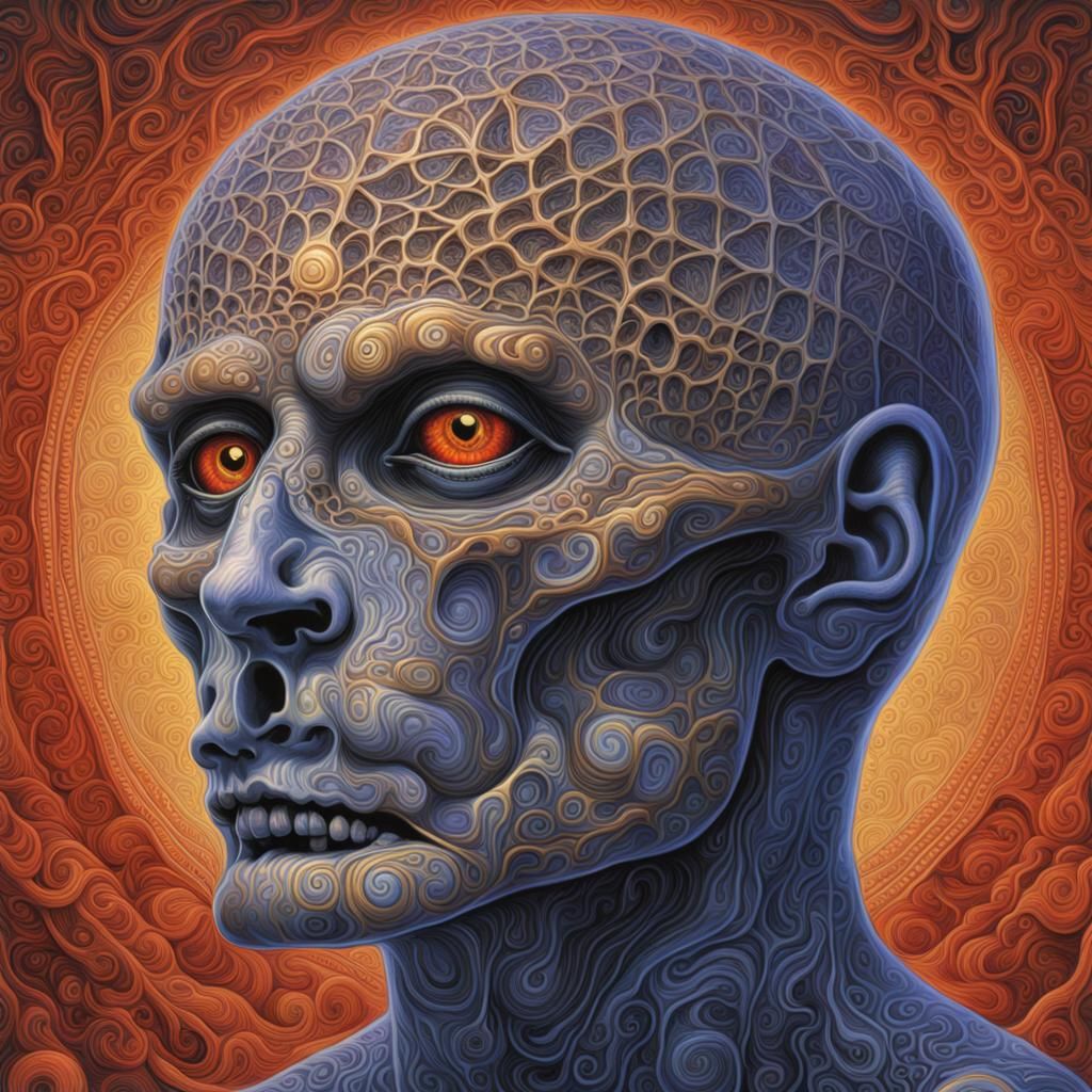 Surreal Horror Scene in Visionary Art Style