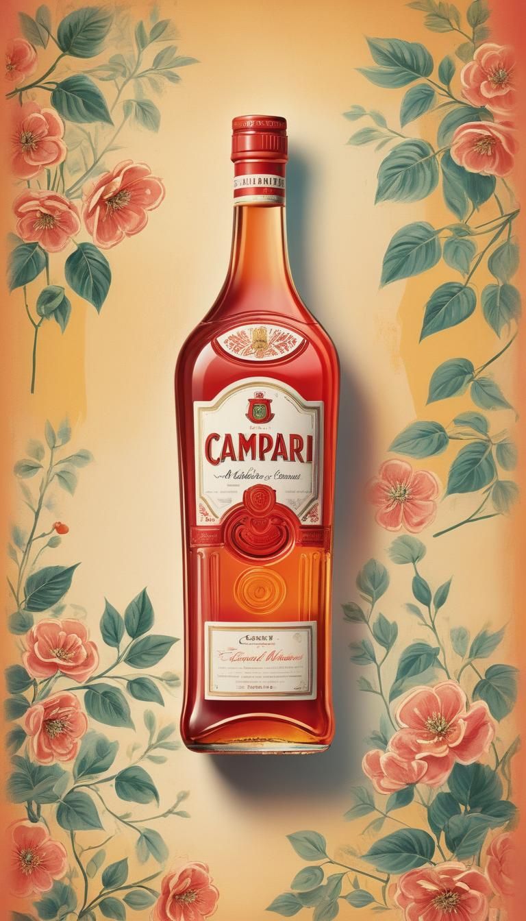Retro 1950s Campari Advertising Poster Illustration