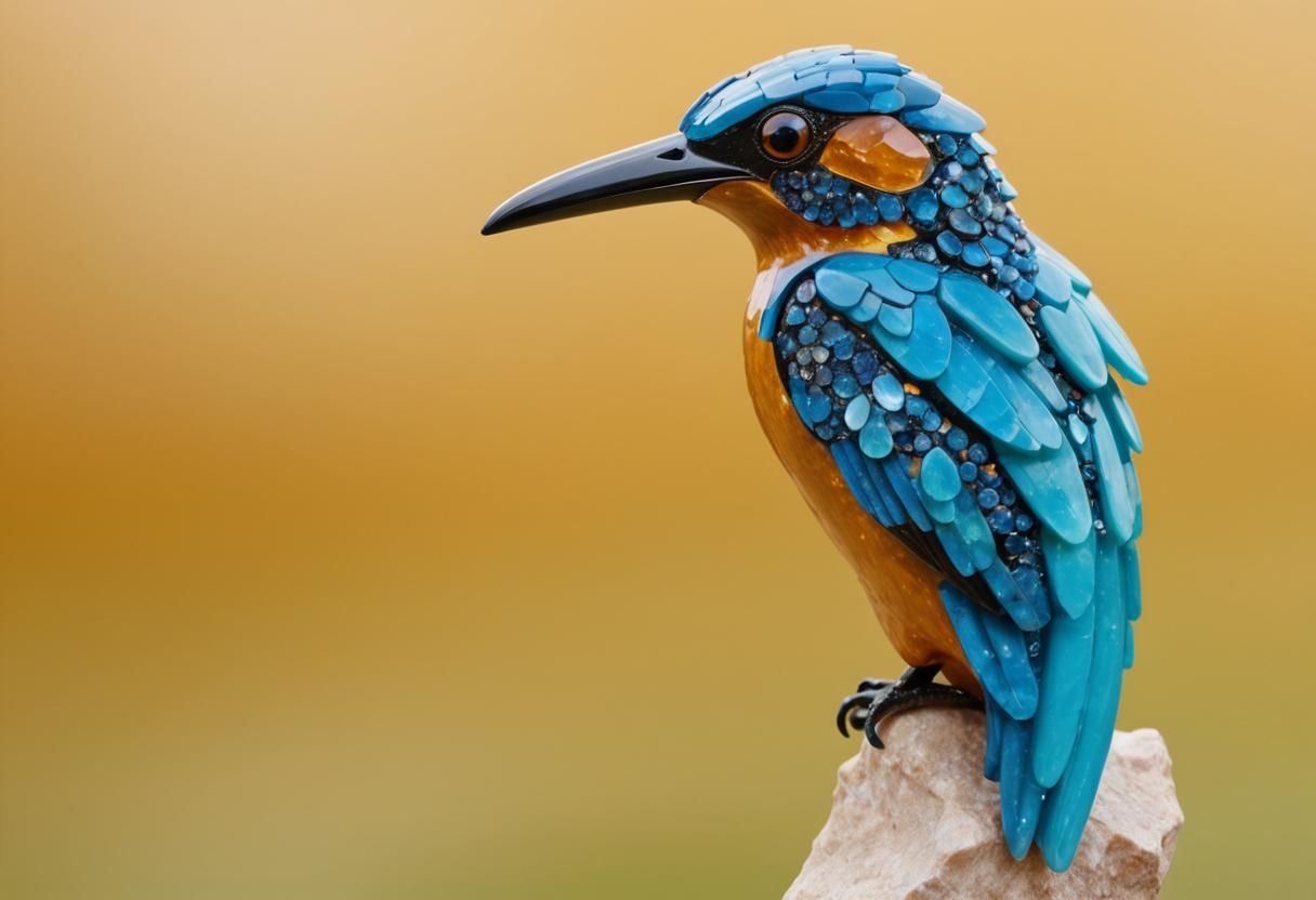 Sapphire Kingfisher: A Gemstone Sculpture