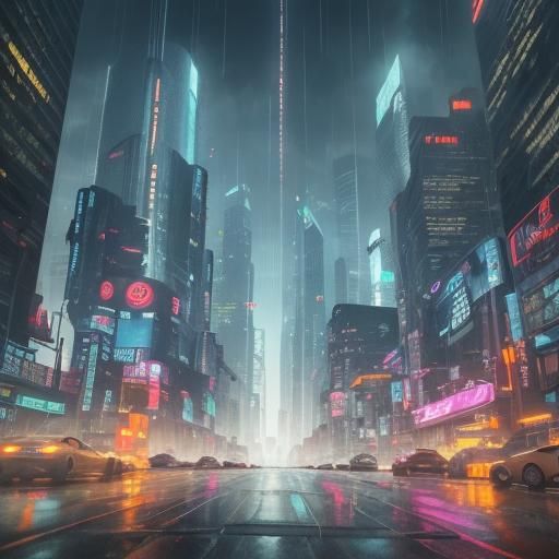 Cyberpunk Cityscape with Neon Lights in HDRI