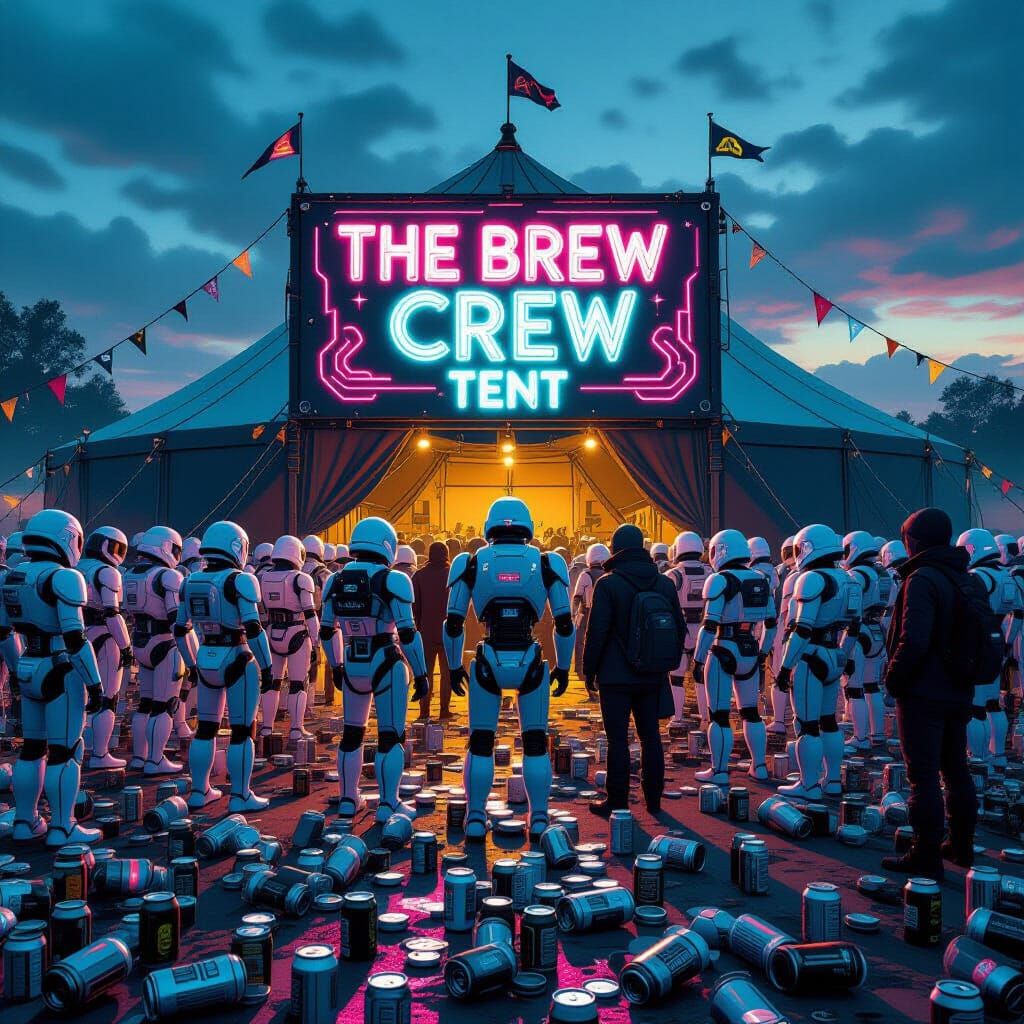 Futuristic Robot Crowd Gathers at Glastonbury