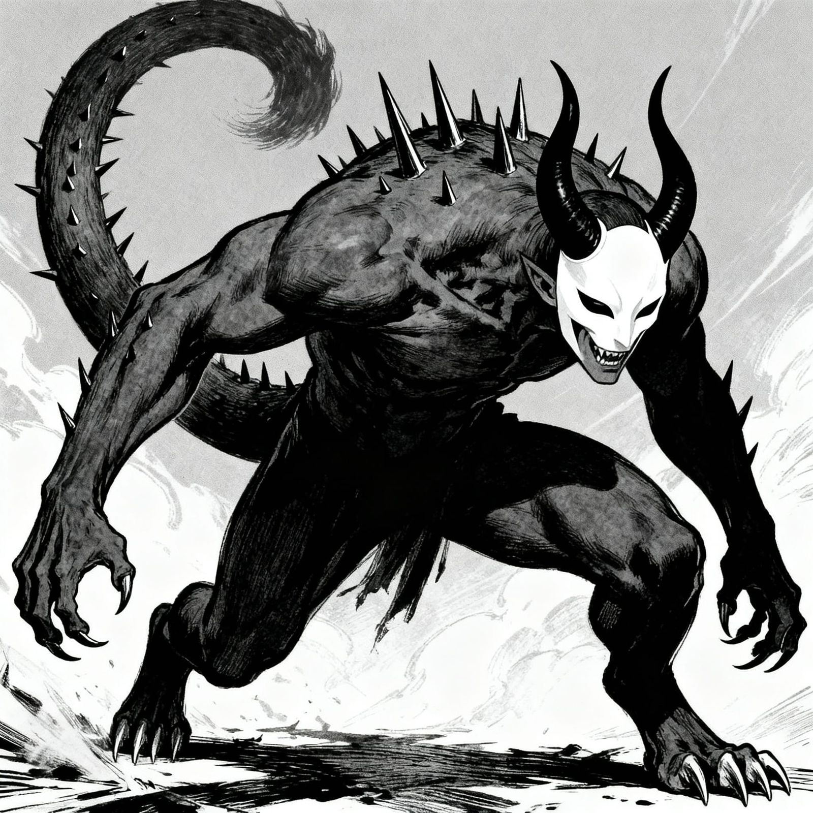 Spiked Demon Character in Black Clover Manga Style
