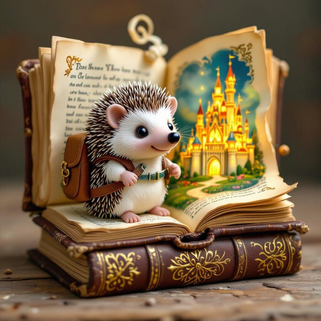Plasticine Hedgehog Emerges from Ancient Book