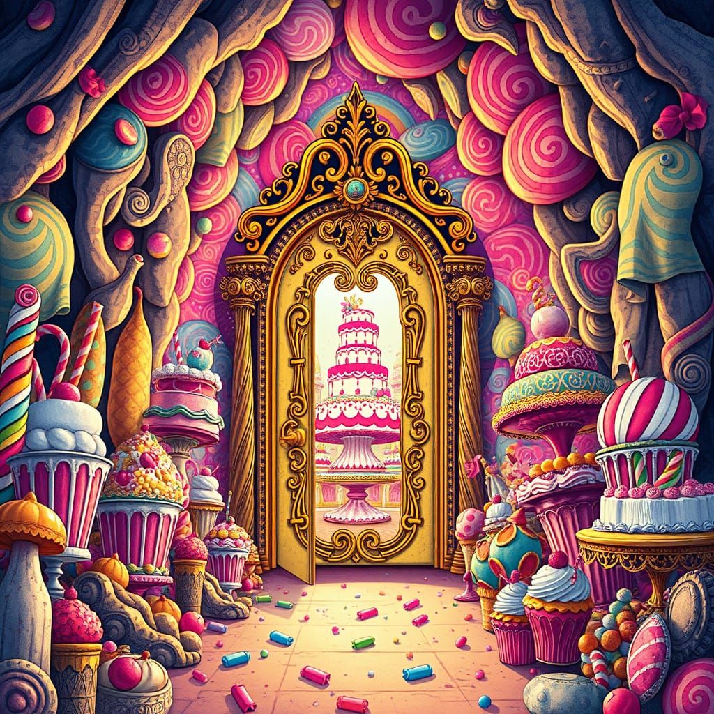 Candy Wonderland in Dreamlike Illustration Style