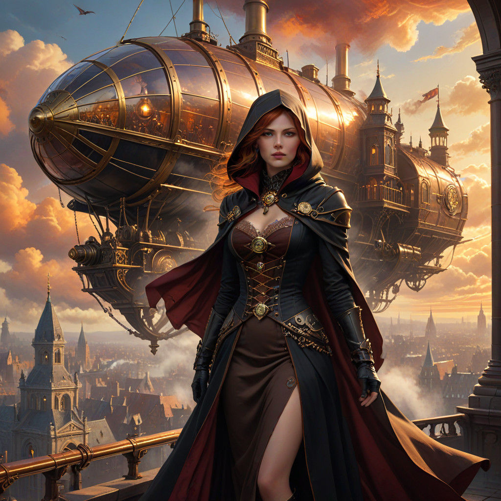 Steampunk Encounters in a Fantastical Cityscape