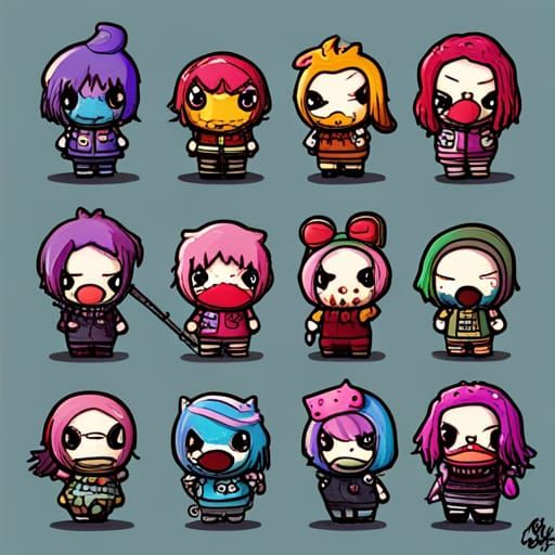 Sanrio Characters as Slipknot in Graffiti Art
