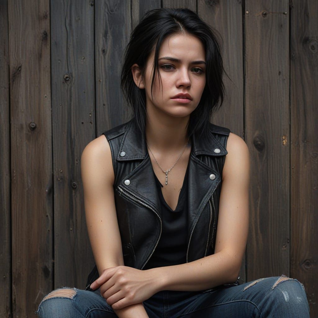 Emotional Oil Painting of a Rebellious Young Woman