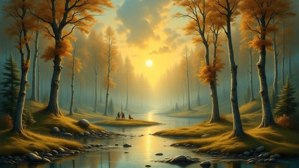Mystical Landscape in James Gurney's Oil Painting Style