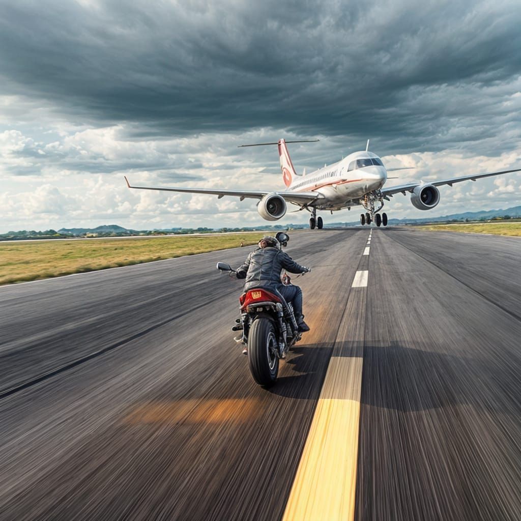 Mouse on High-Speed Motorcycle Chase Through Airport Runway