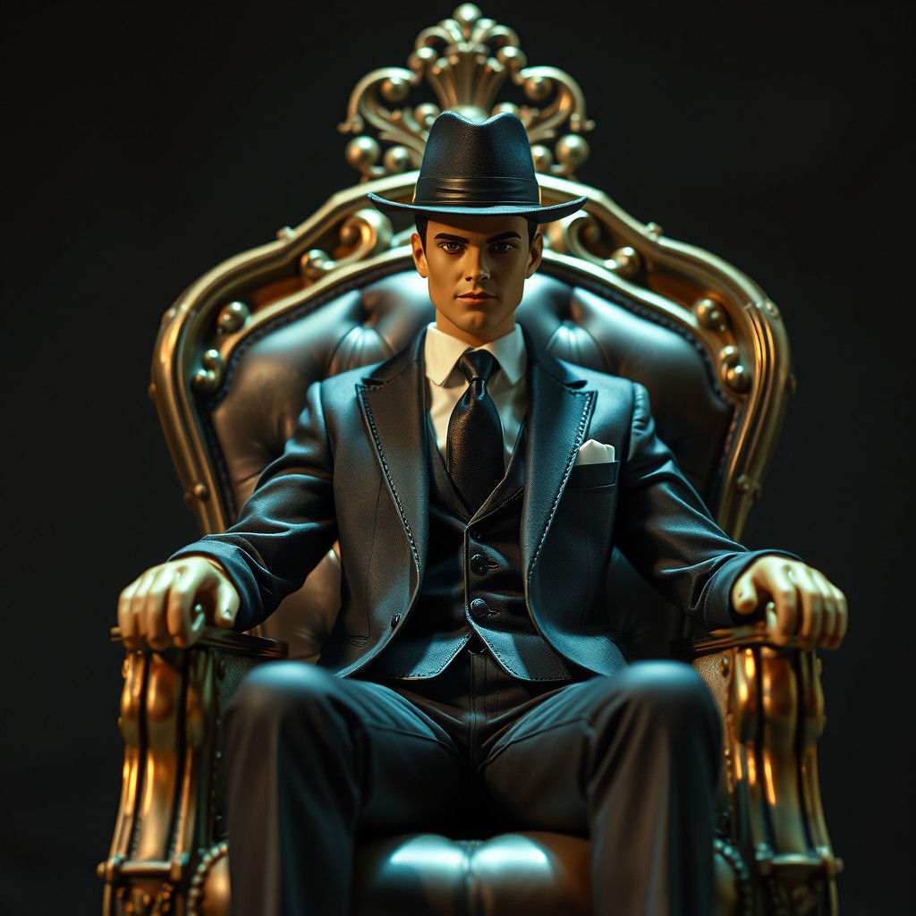 Metal Ken Doll as Mafia Don in Vintage Style