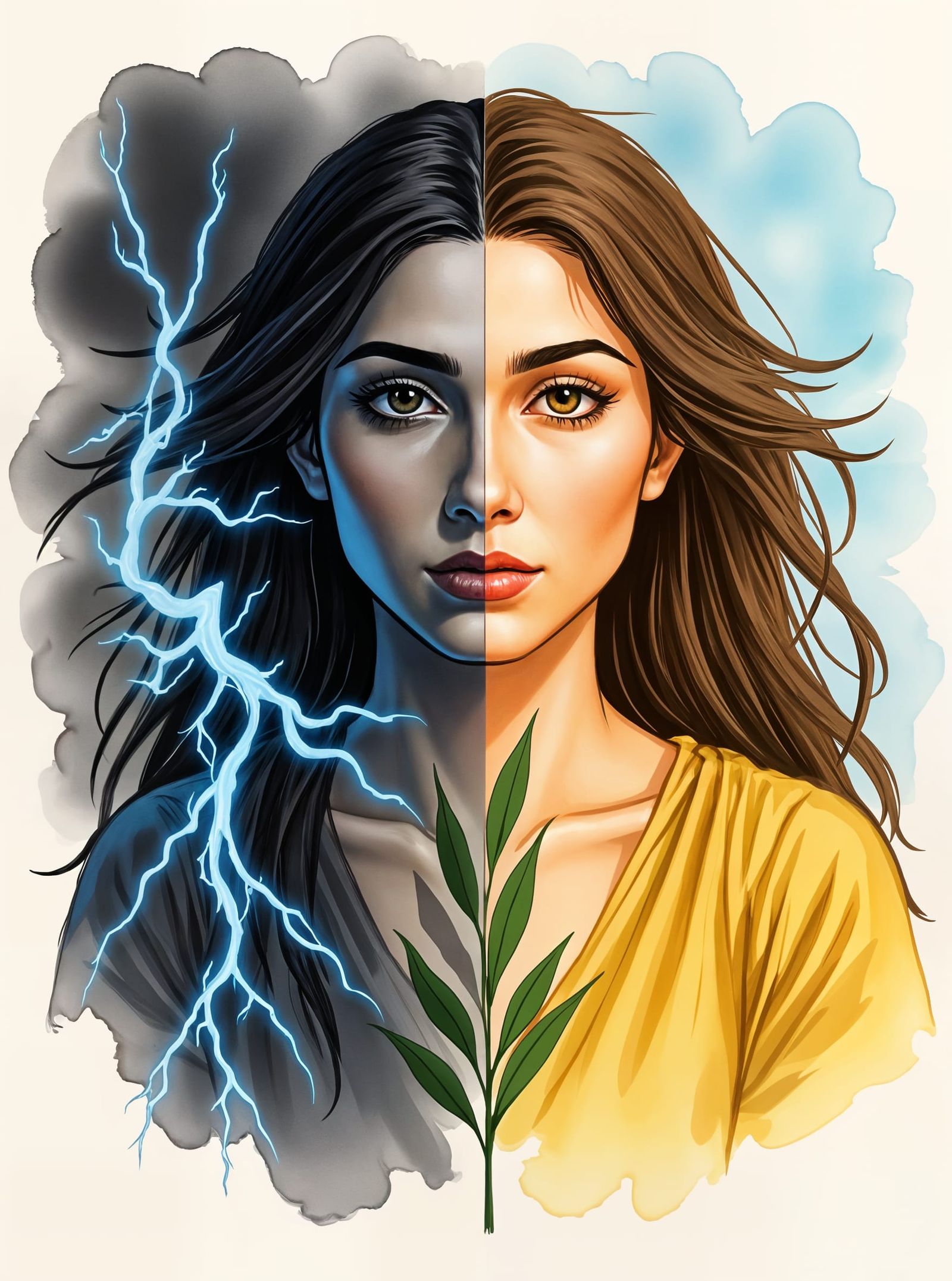 Abstract Portrait of Arabic Woman: Storm and Calm