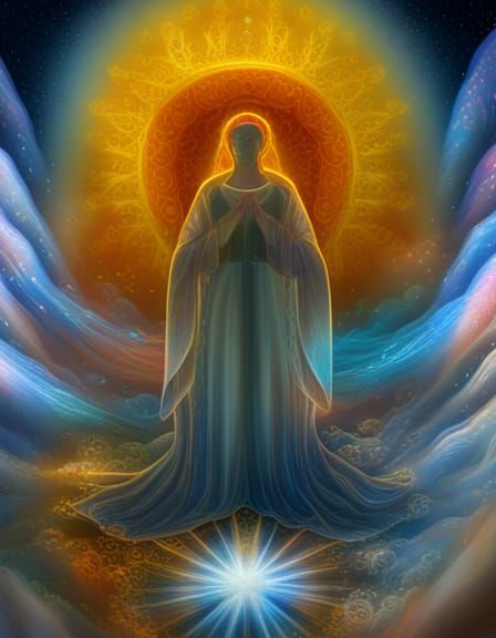 Astral Altar: Holographic Cosmic Illustration