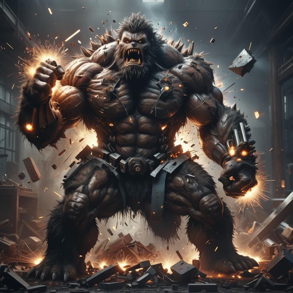 Muscular Monster Destroys Machine in Hyperrealistic Detail