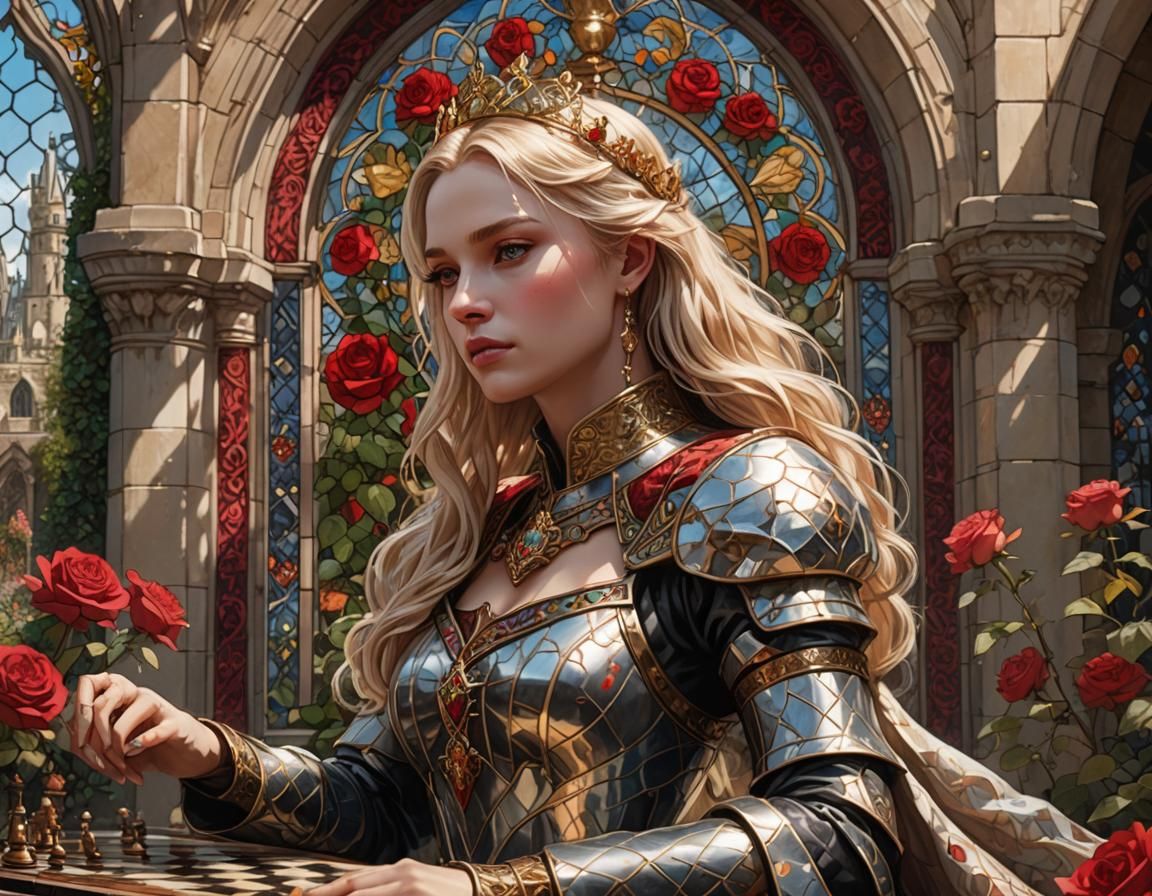 Queen in Rose Garden: High-Fantasy Digital Art