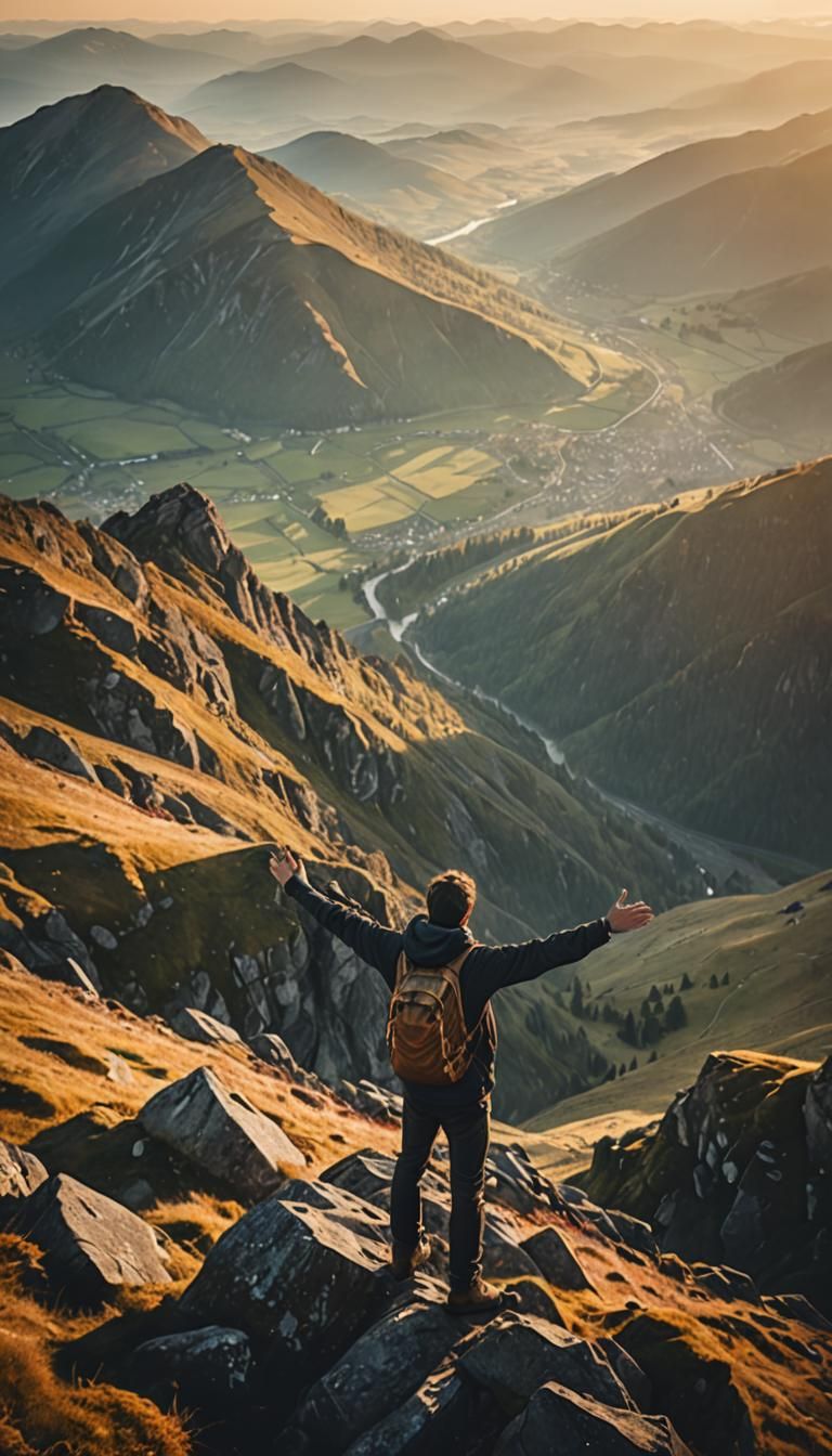 Golden Light on Mountain Summit