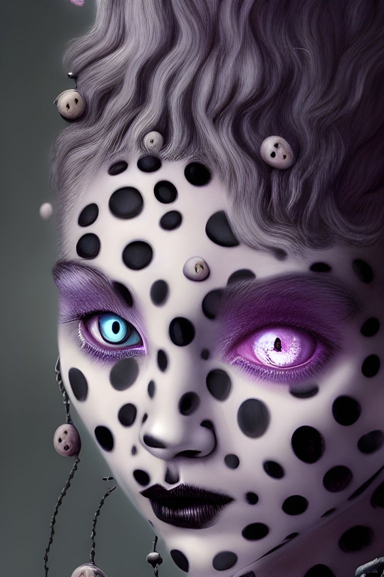 Spotted Purple Surreal Alien Girl