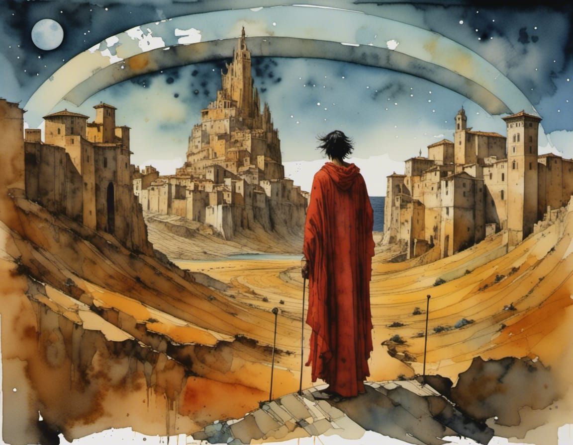 Surrealist Dante Alighieri in Dreamlike Style