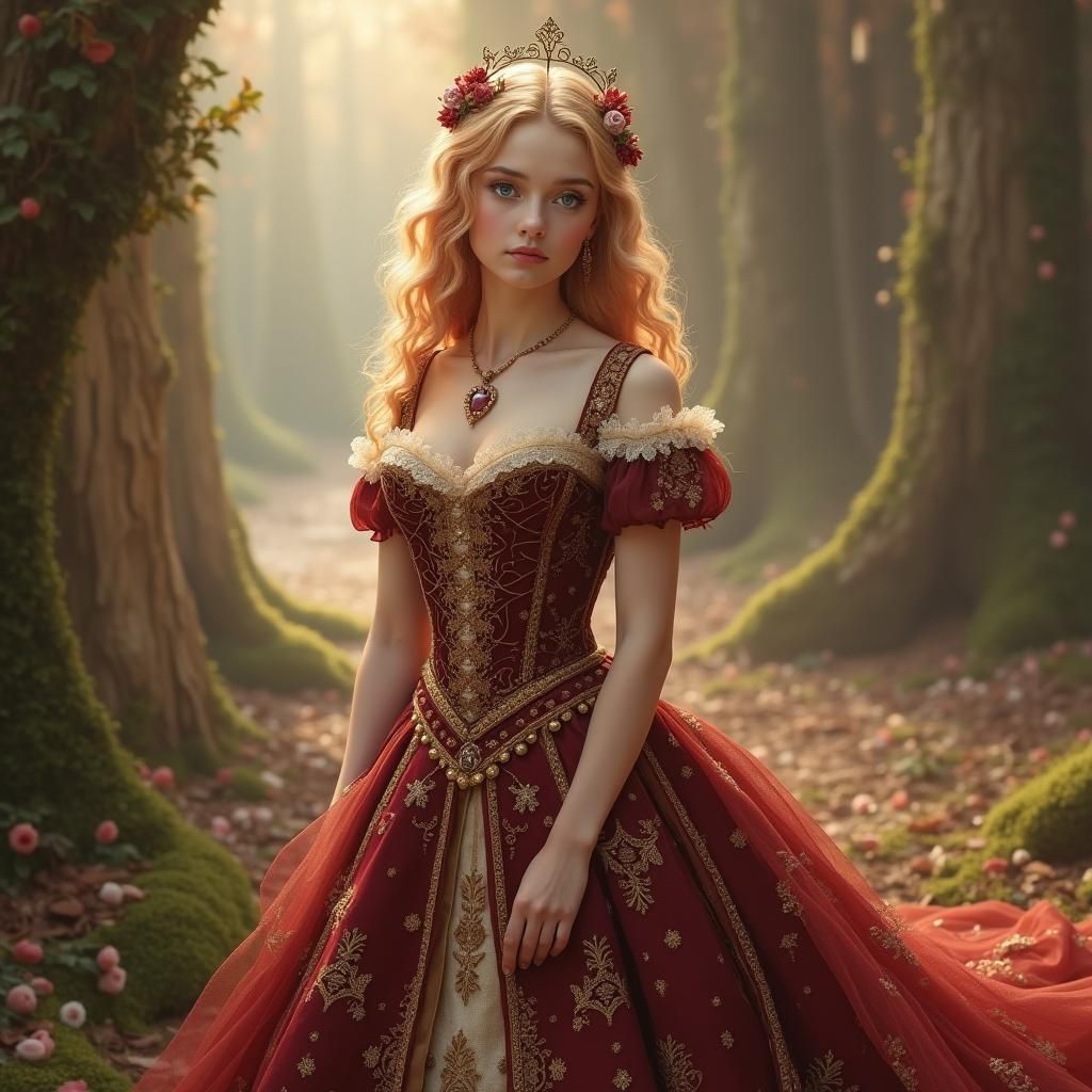 Renaissance Princess in Ethereal Fantasy Landscape