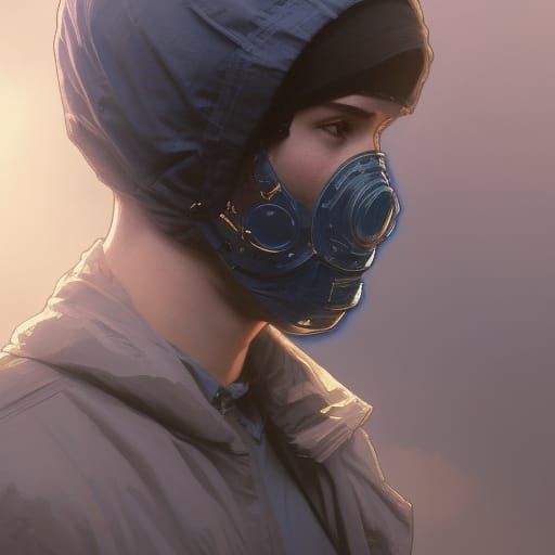 Masked Boy Portrait in Hyperdetailed Digital Art