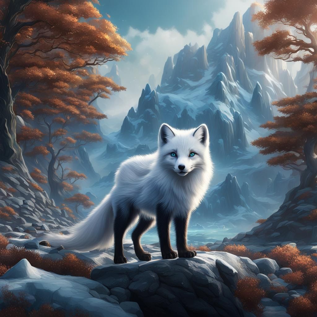 Detailed Arctic Fox Fantasy Concept Art