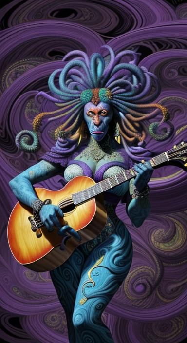 Mandrill's Surreal Mandolin Serenade: Van Gogh Style
