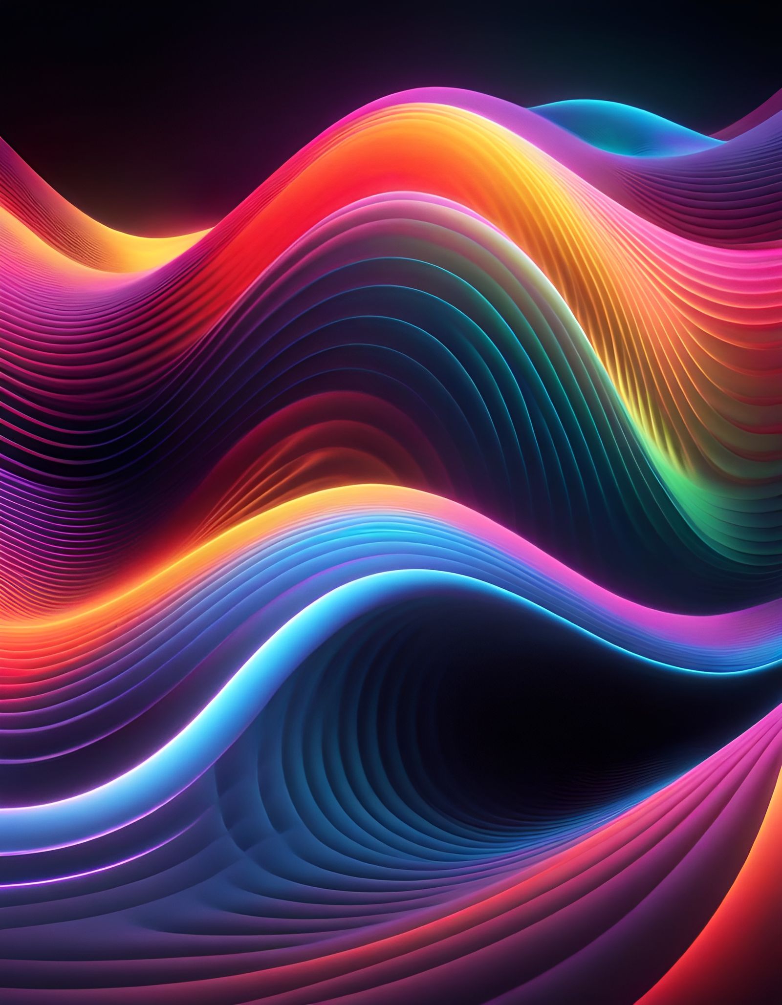 Surreal Multicolored Wave Forms in 3D