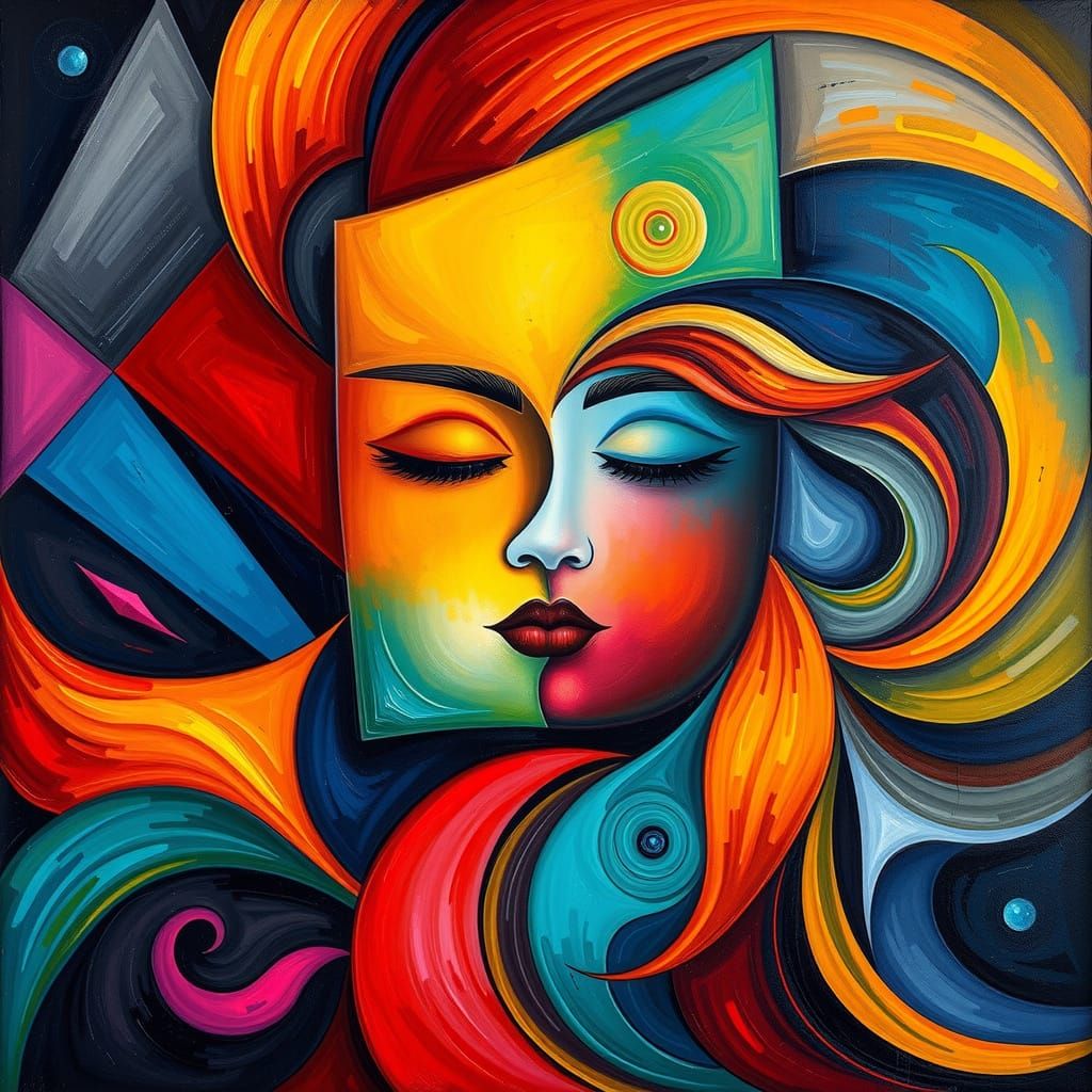 Love Unveiled in Vibrant Geometric Abstraction