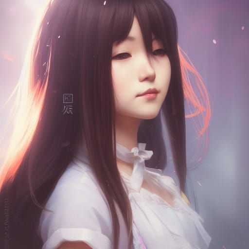 Cute Maid Cafe Girl Portrait in Artgerm Style