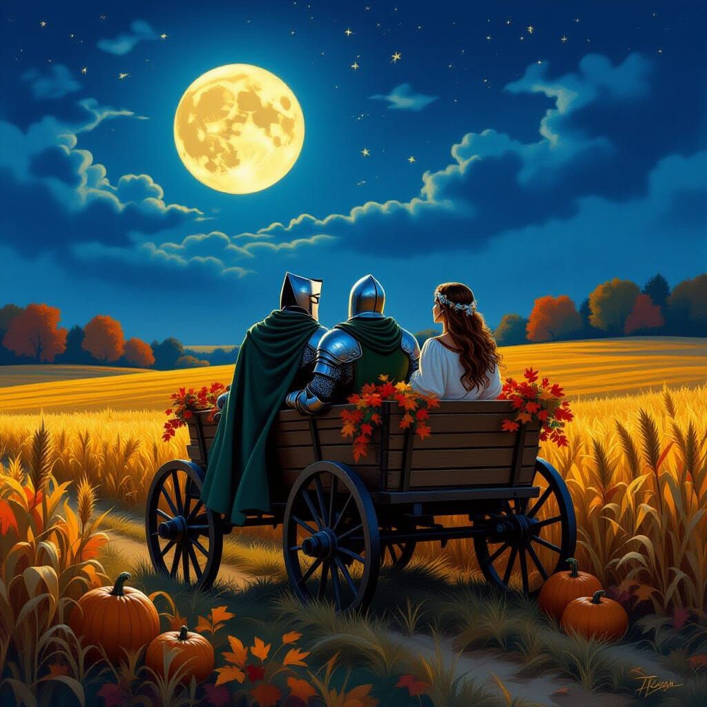 Knight Templar and Forest Goddess on Hayride