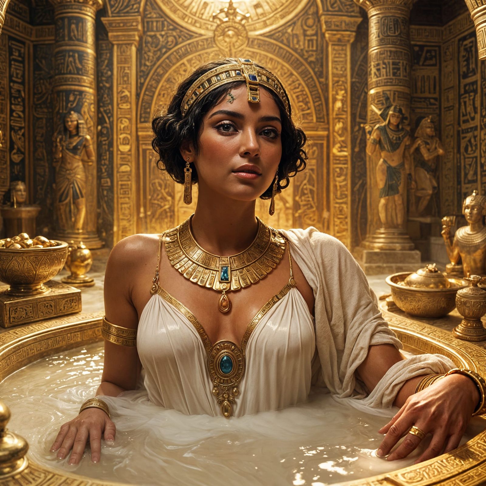 Ancient Egyptian Queen Basks in Golden Luxury