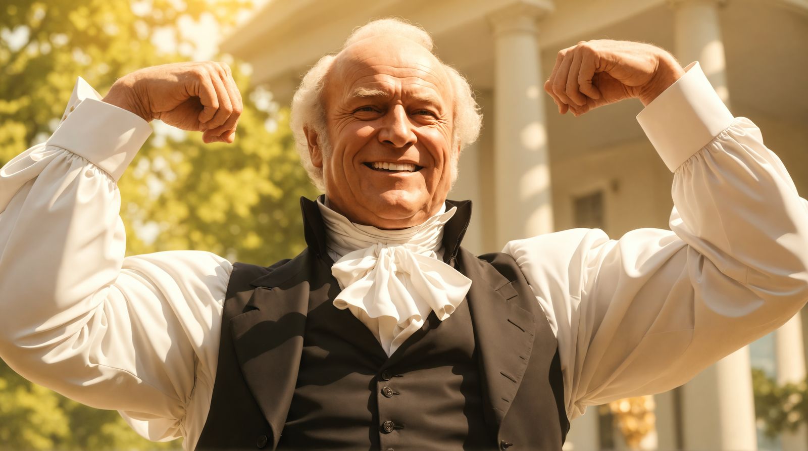 Muscular President Van Buren Flexes in the Sun