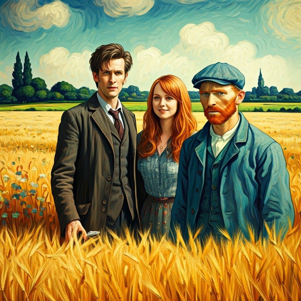 The Eleventh Doctor and Amy Pond in a Sun-Drenched Wheat Fie...