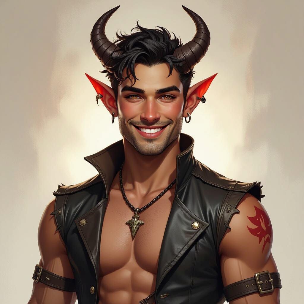 Tiefling Warrior D&D Character Concept Art