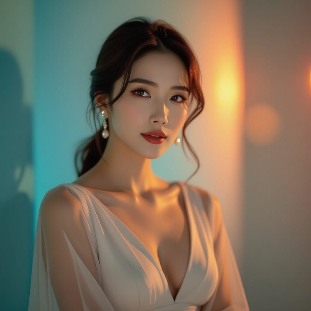 Elegant Woman in Transparent Heels: Cinematic Film Still