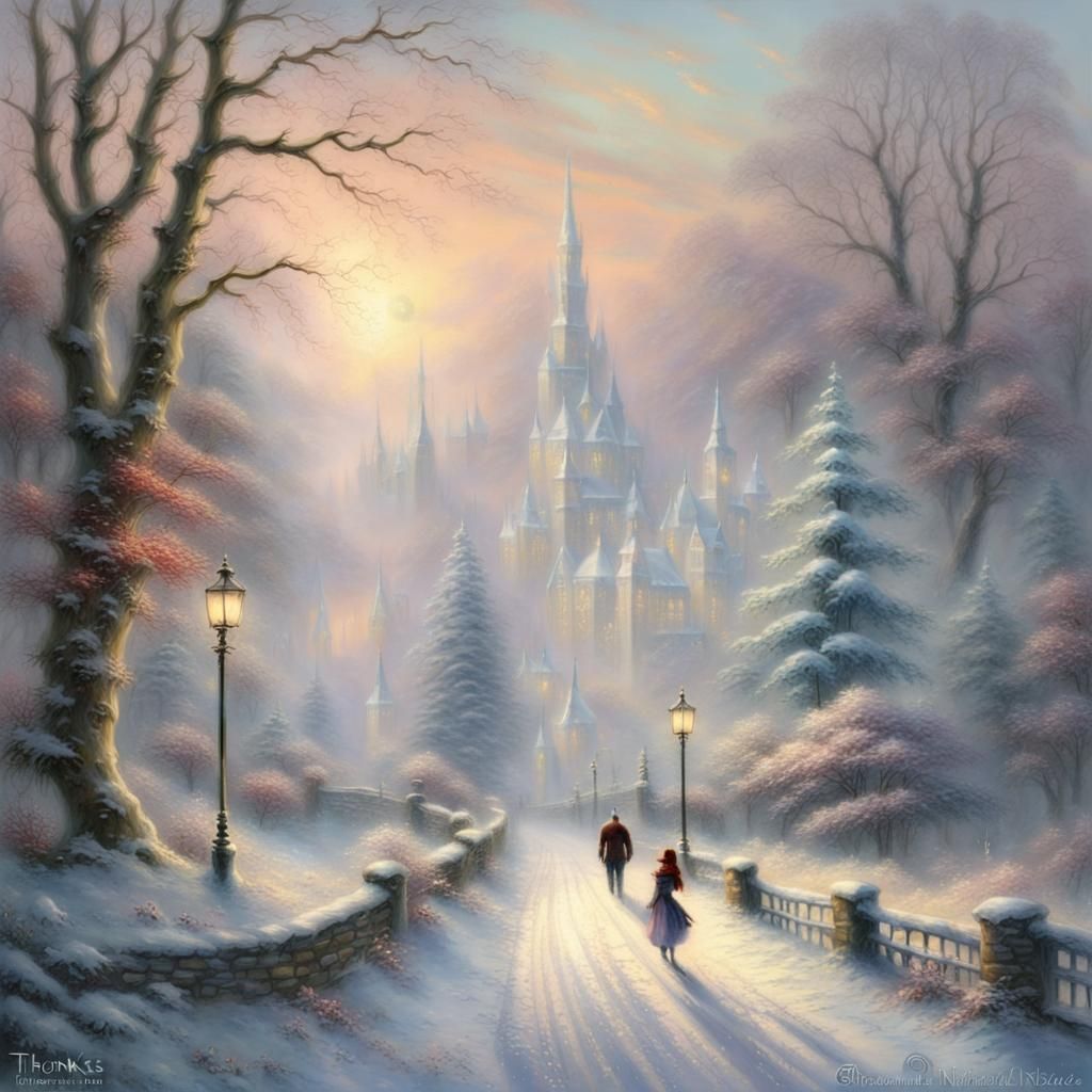 Ethereal Winter Wonderland Scene in Fantasy Style